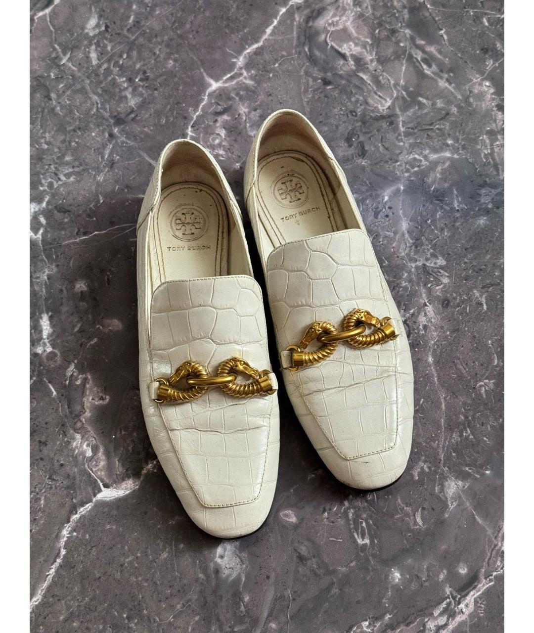 TORY BURCH Бежевые кожаные лоферы, фото 2