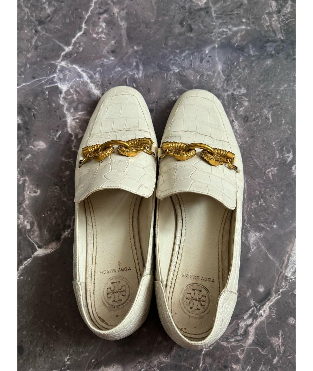 TORY BURCH Бежевые кожаные лоферы, фото 4