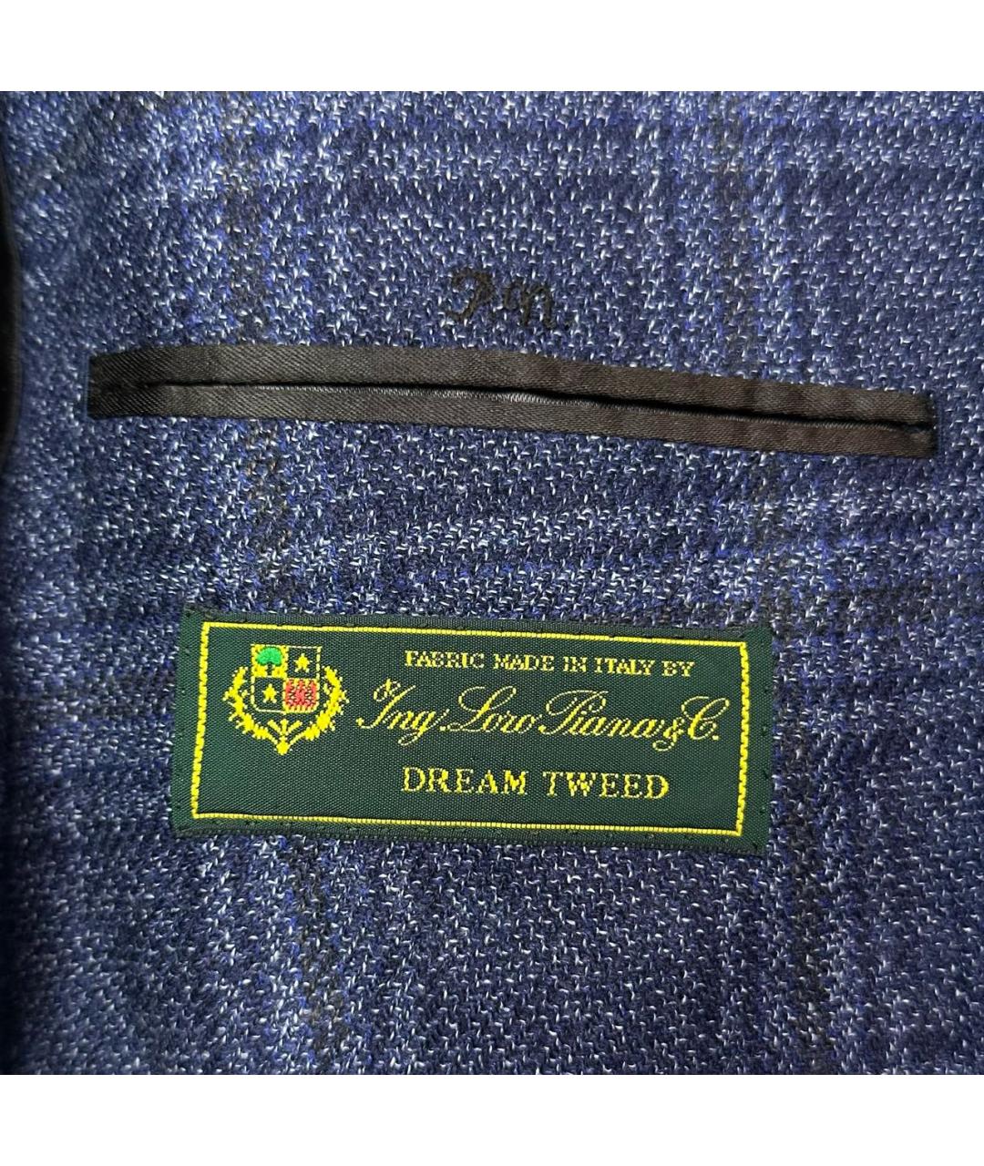 LORO PIANA Темно-синий твидовый пиджак, фото 8