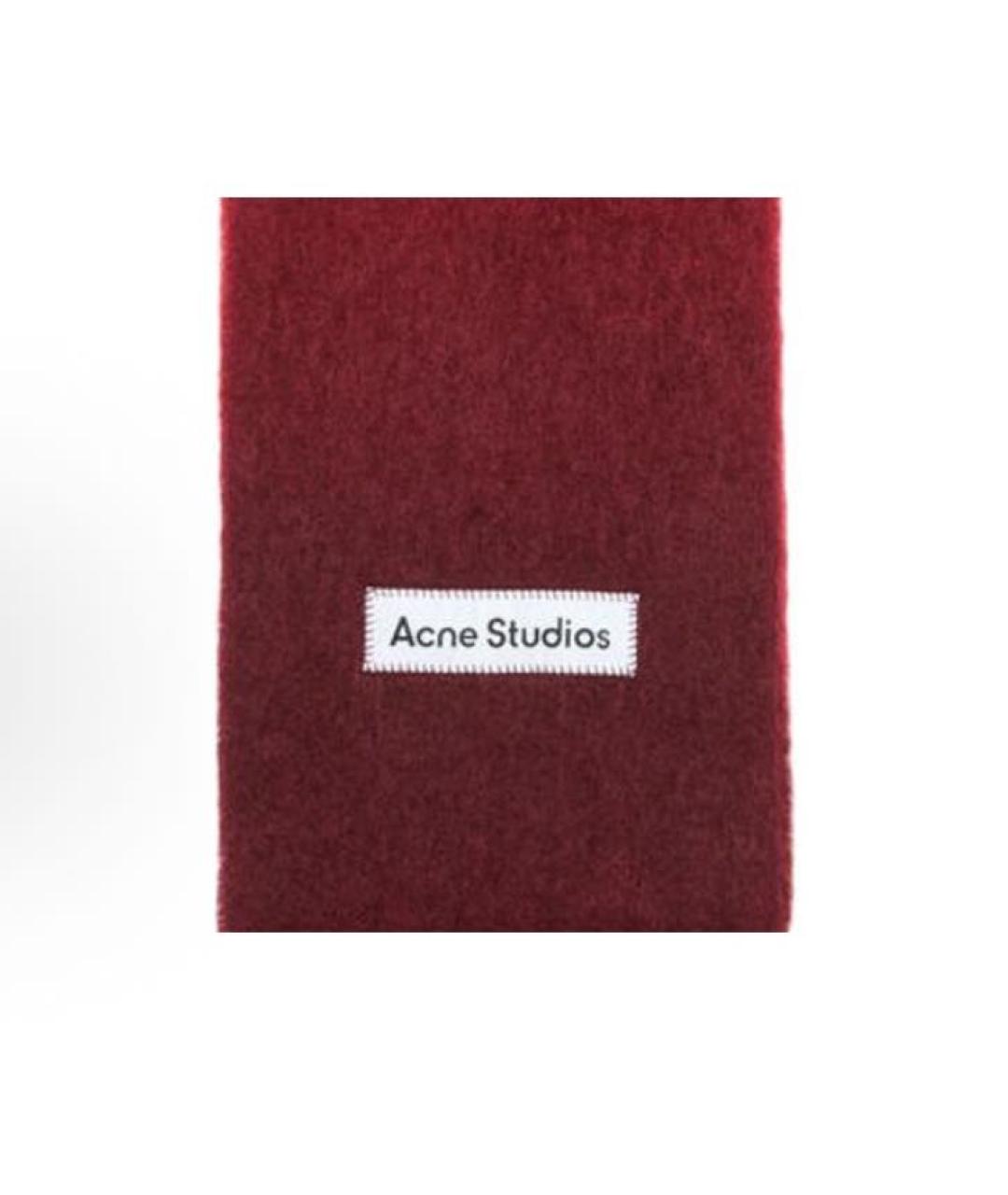 ACNE STUDIOS Бордовый шерстяной шарф, фото 2