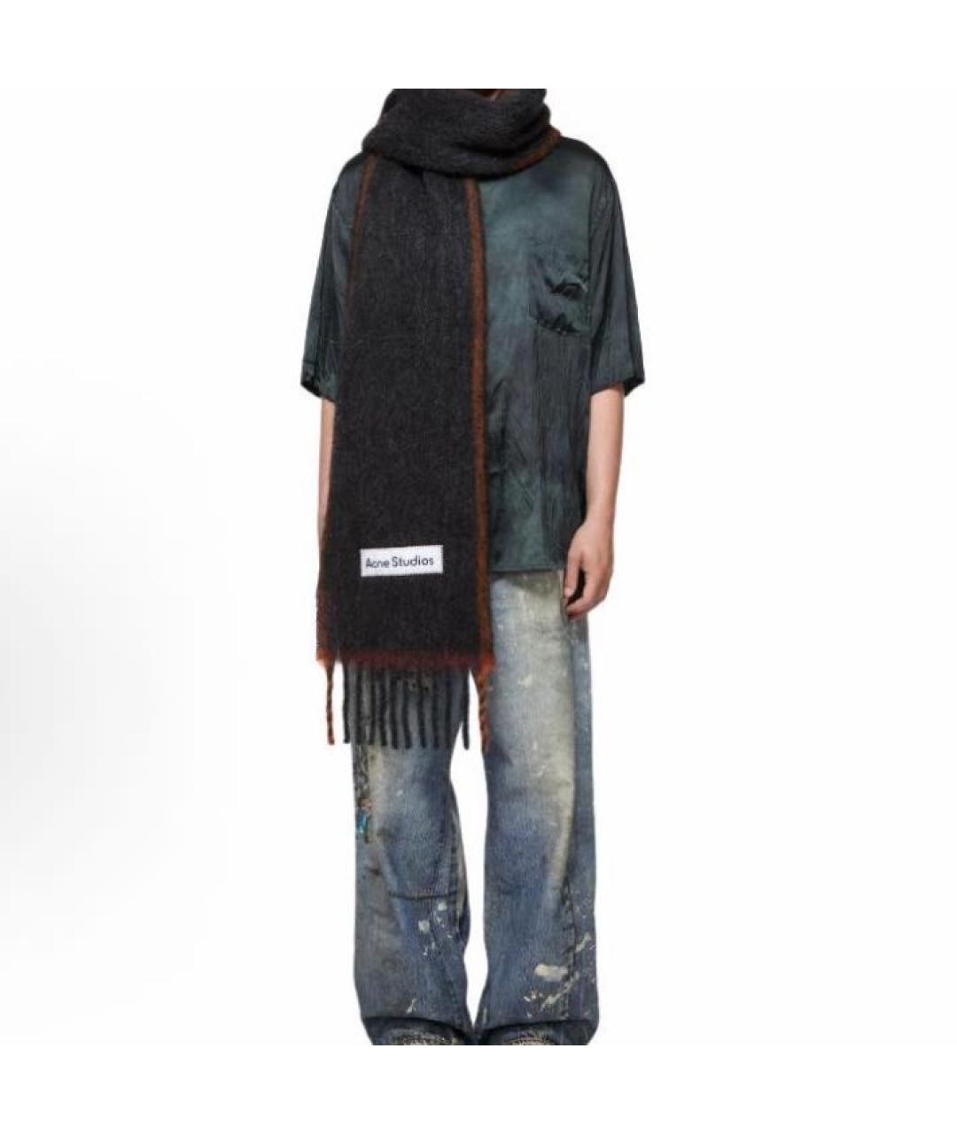 ACNE STUDIOS Черный шерстяной шарф, фото 3