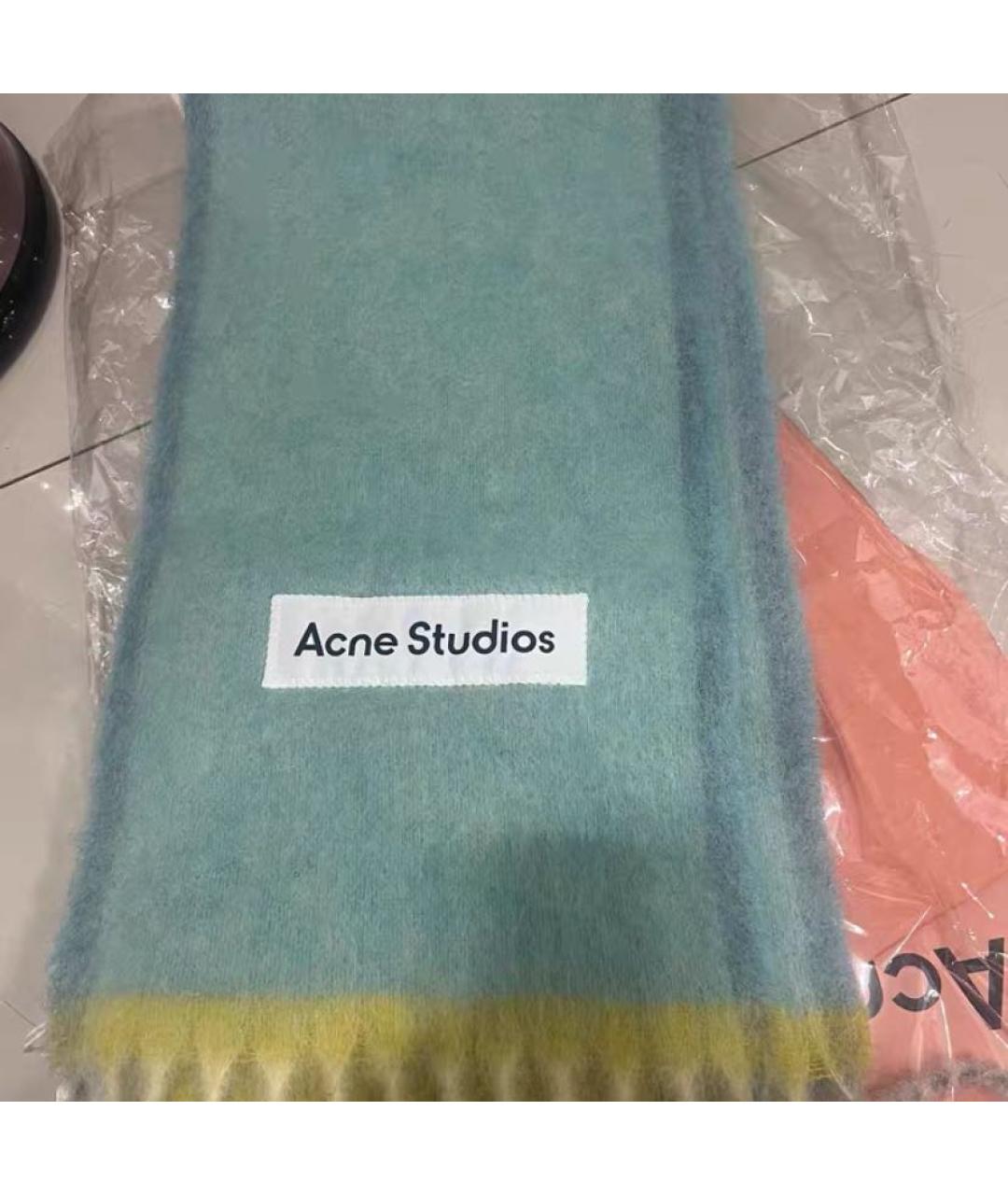 ACNE STUDIOS Голубой шерстяной шарф, фото 2