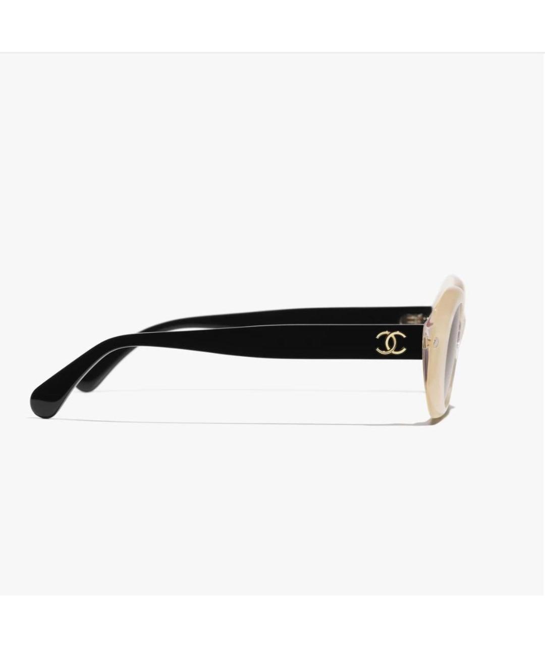 CHANEL Бежевые пластиковые солнцезащитные очки, фото 4
