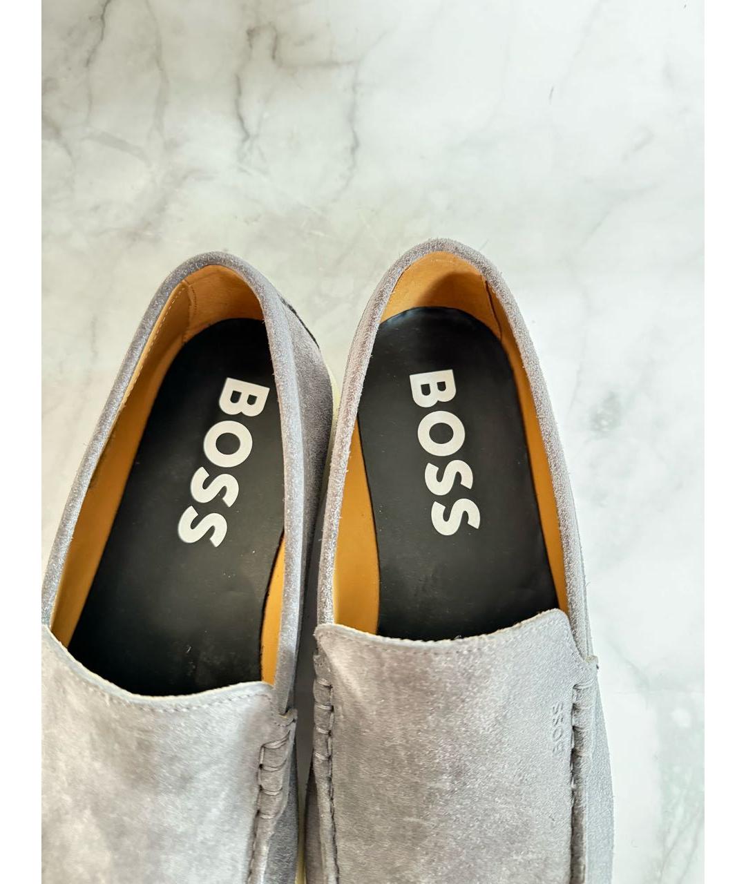 HUGO BOSS Серые замшевые лоферы, фото 3