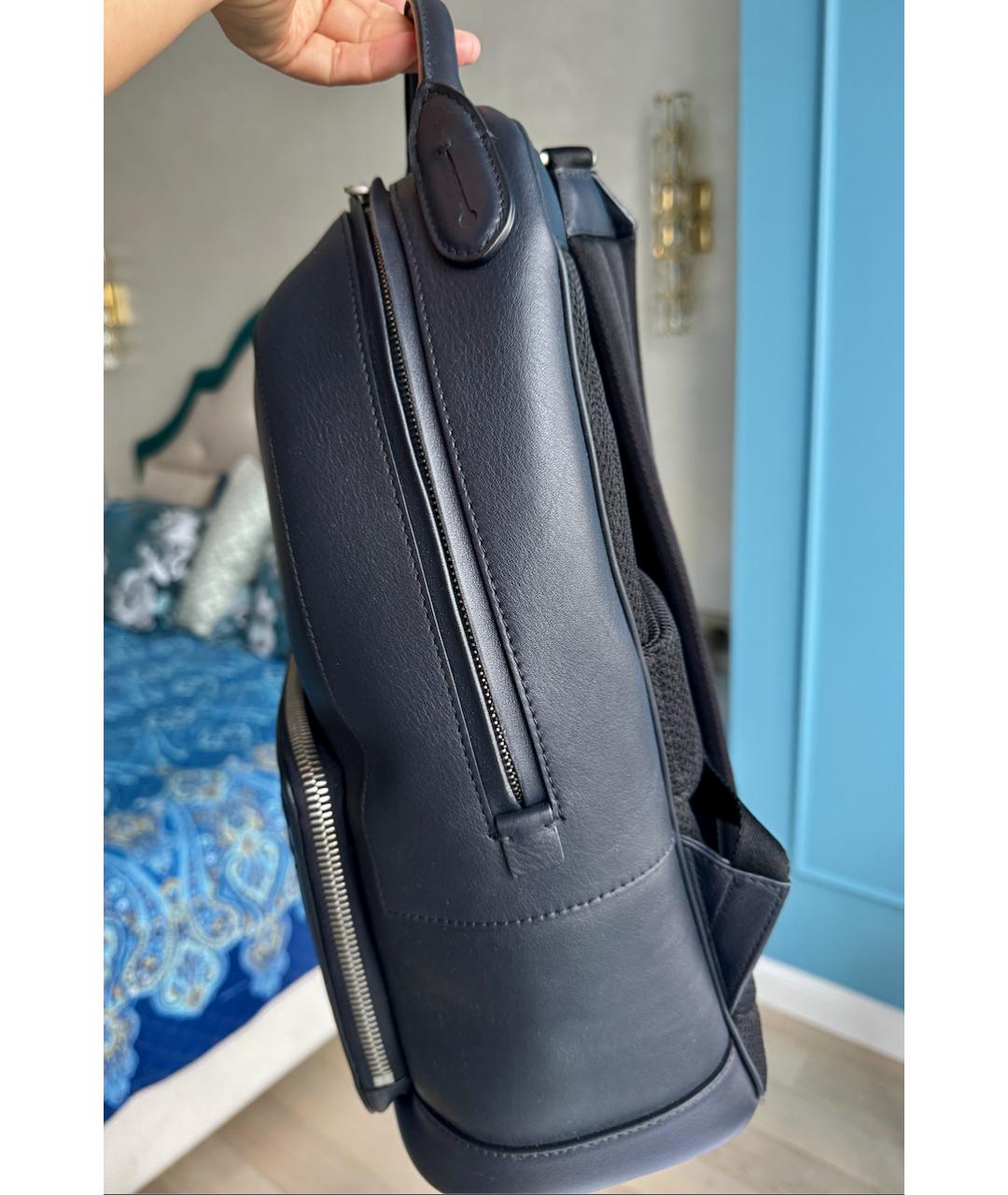 ZEGNA Темно-синий кожаный рюкзак, фото 2