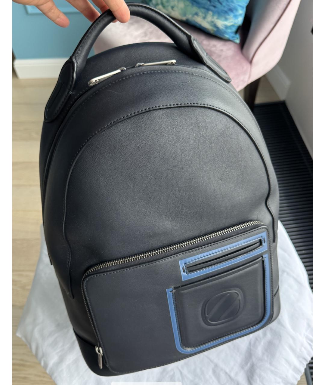 ZEGNA Темно-синий кожаный рюкзак, фото 10