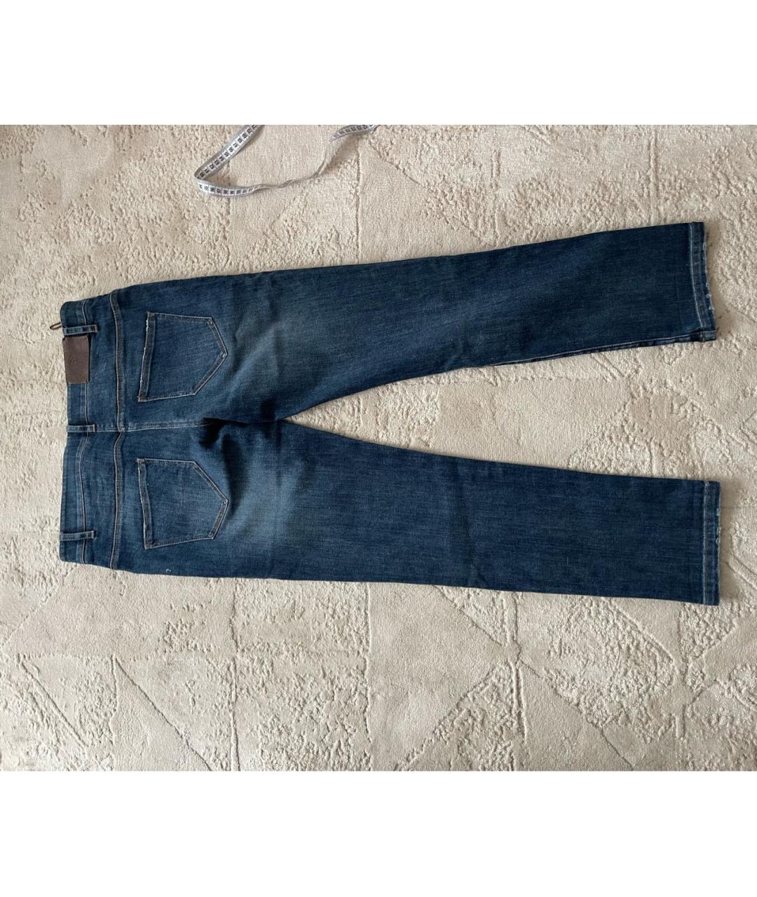 BRUNELLO CUCINELLI Темно-синие хлопко-эластановые джинсы слим, фото 8