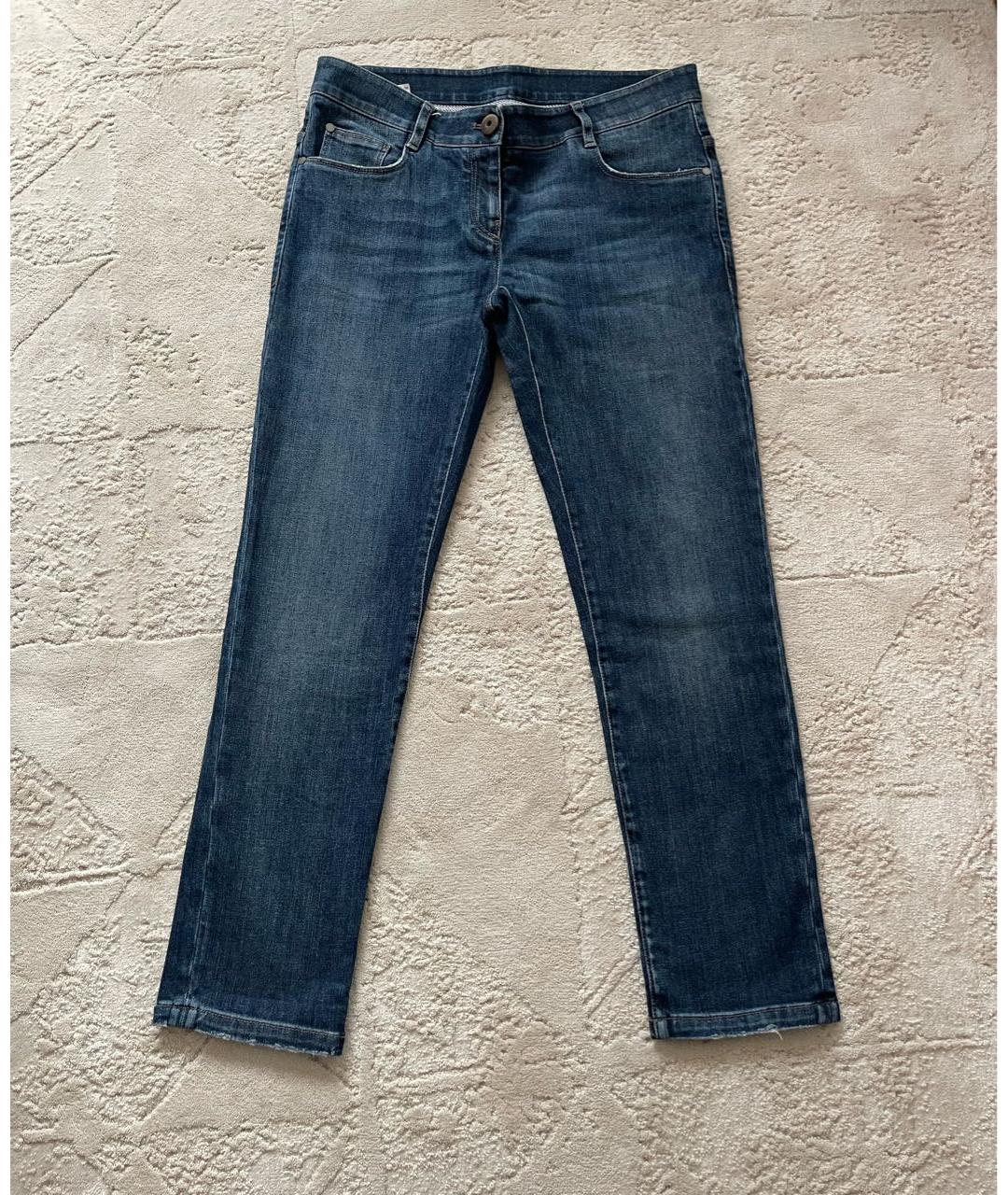 BRUNELLO CUCINELLI Темно-синие хлопко-эластановые джинсы слим, фото 9
