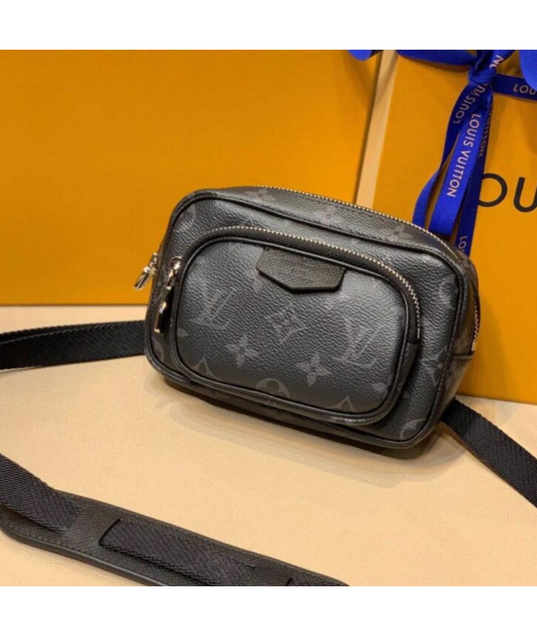 LOUIS VUITTON Антрацитовая кожаная сумка на плечо, фото 2