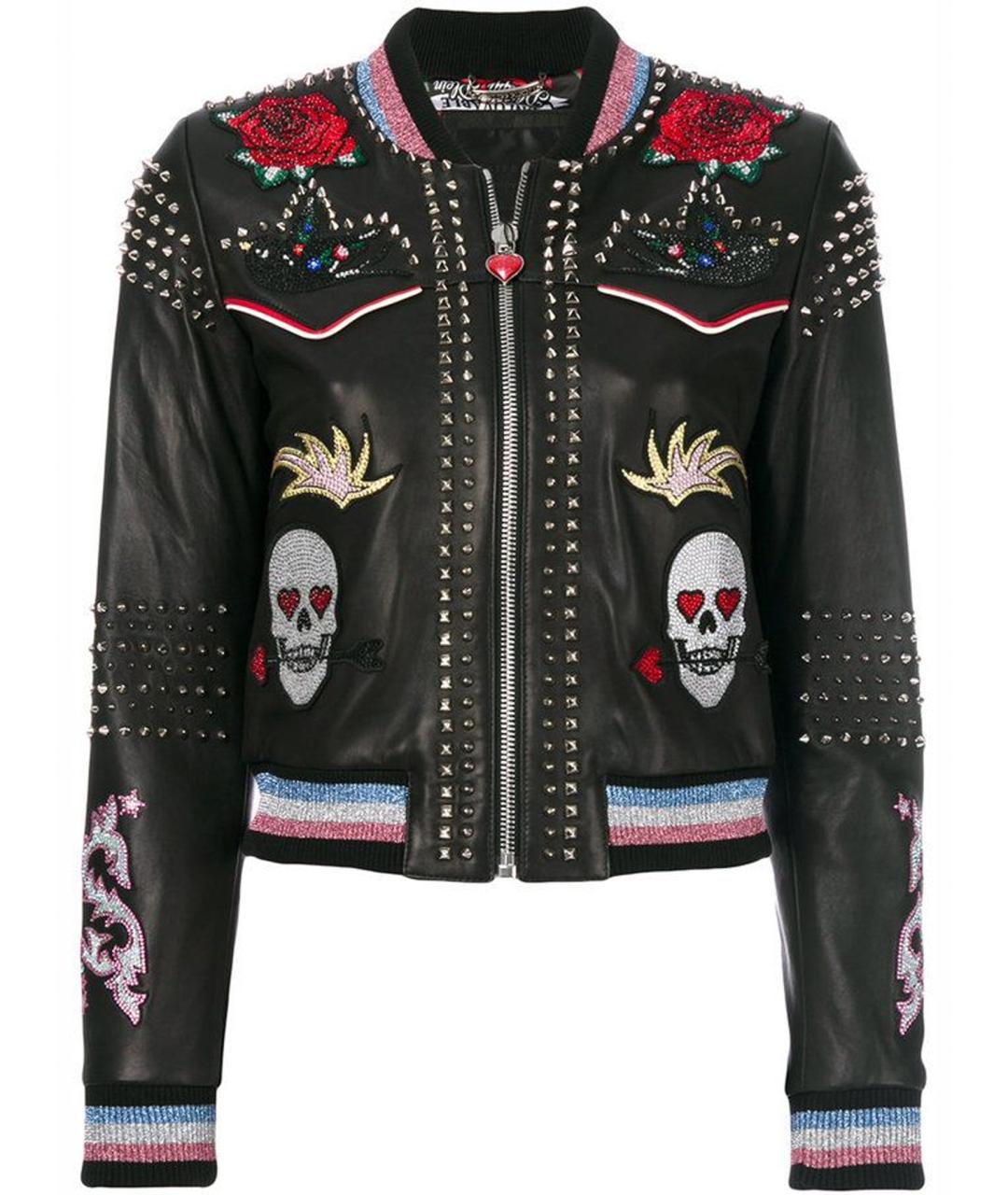 PHILIPP PLEIN Черная кожаная куртка, фото 1