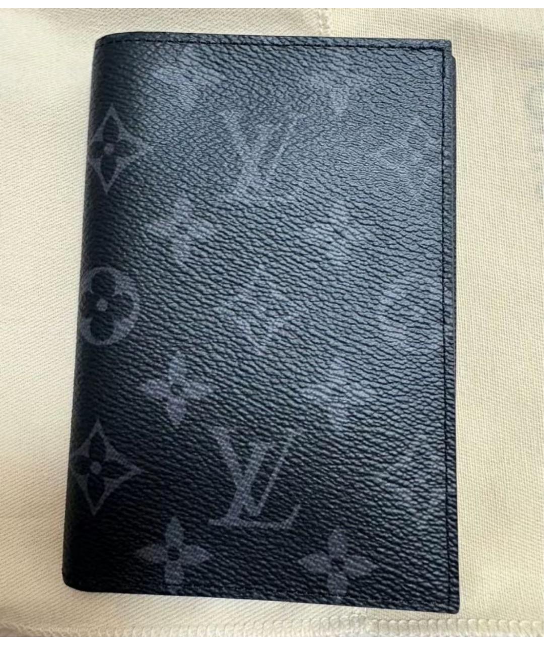 LOUIS VUITTON Черный кожаный кошелек, фото 4