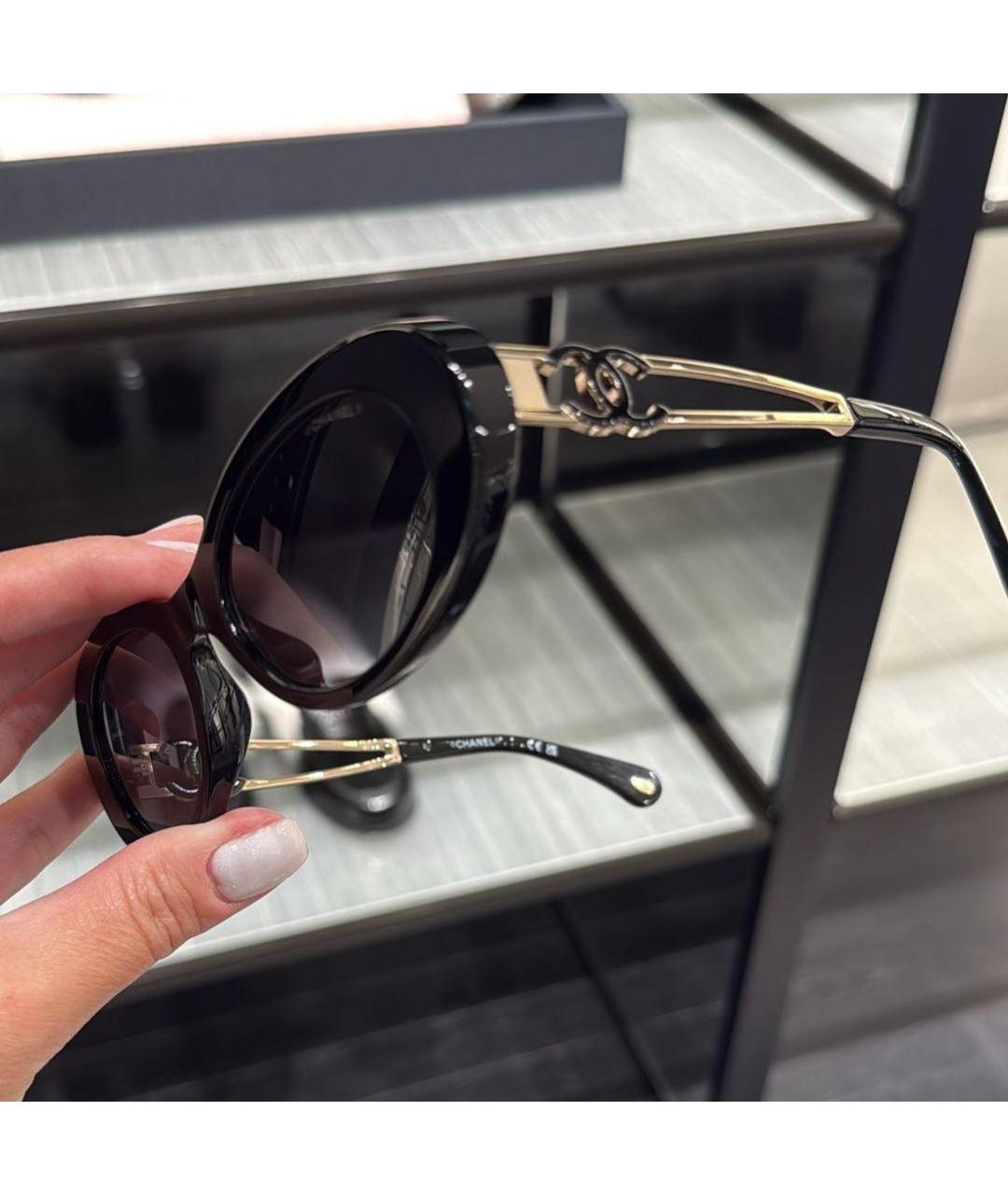 CHANEL Черные пластиковые солнцезащитные очки, фото 3