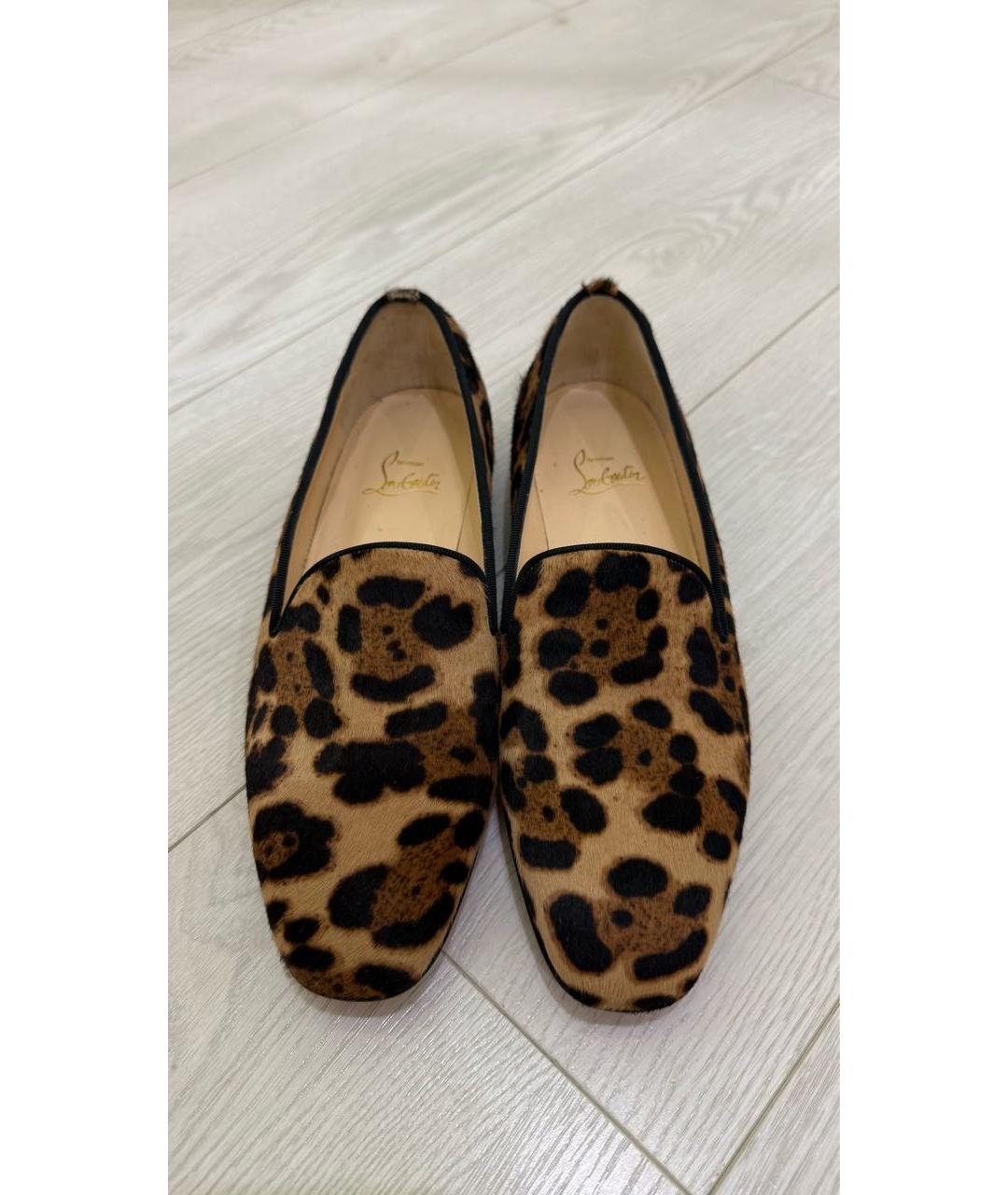 CHRISTIAN LOUBOUTIN Коричневые кожаные лоферы, фото 3