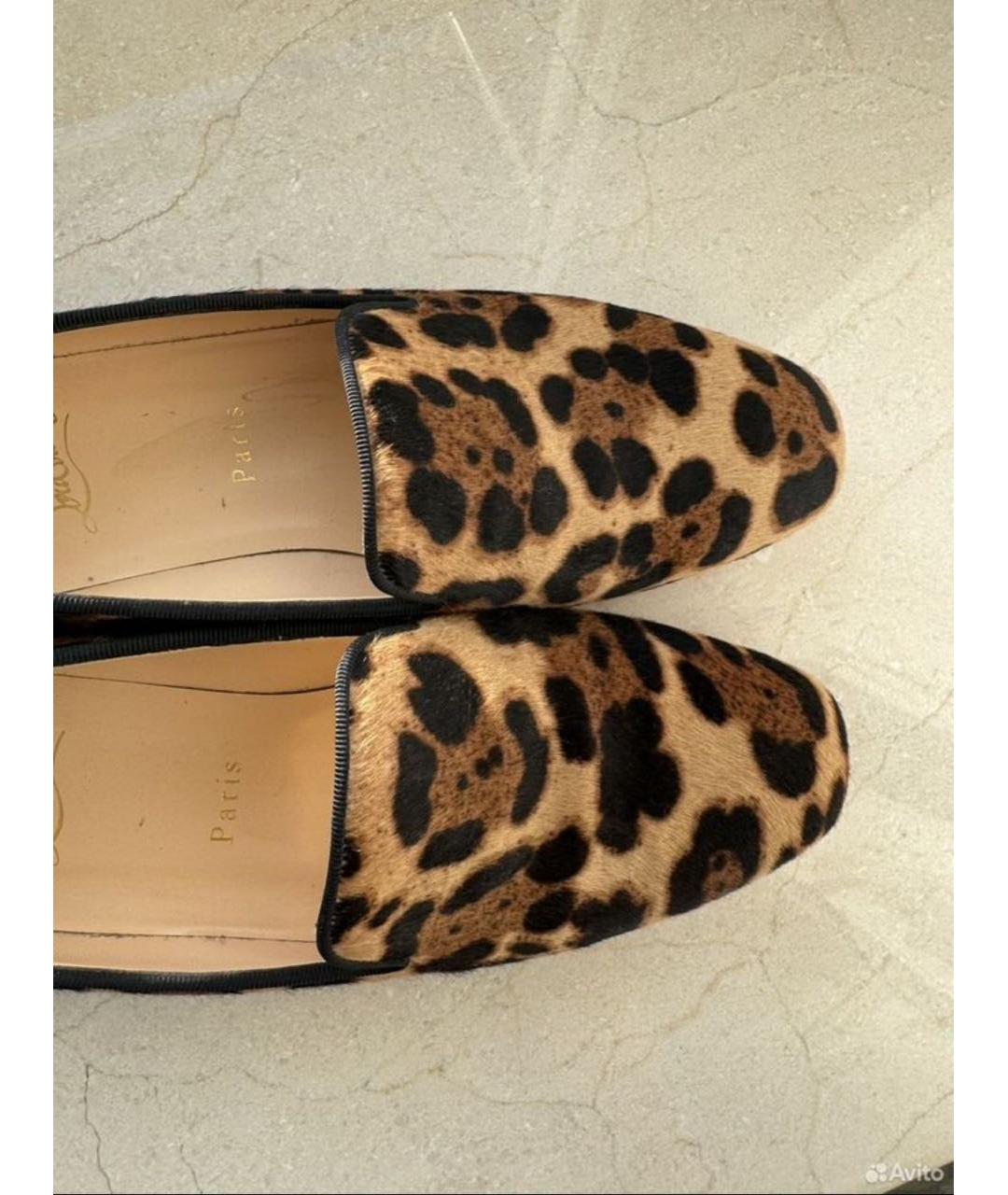 CHRISTIAN LOUBOUTIN Коричневые кожаные лоферы, фото 2