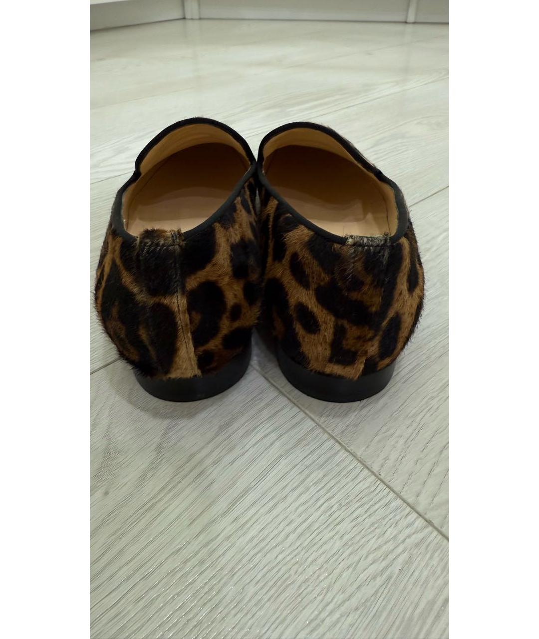 CHRISTIAN LOUBOUTIN Коричневые кожаные лоферы, фото 5