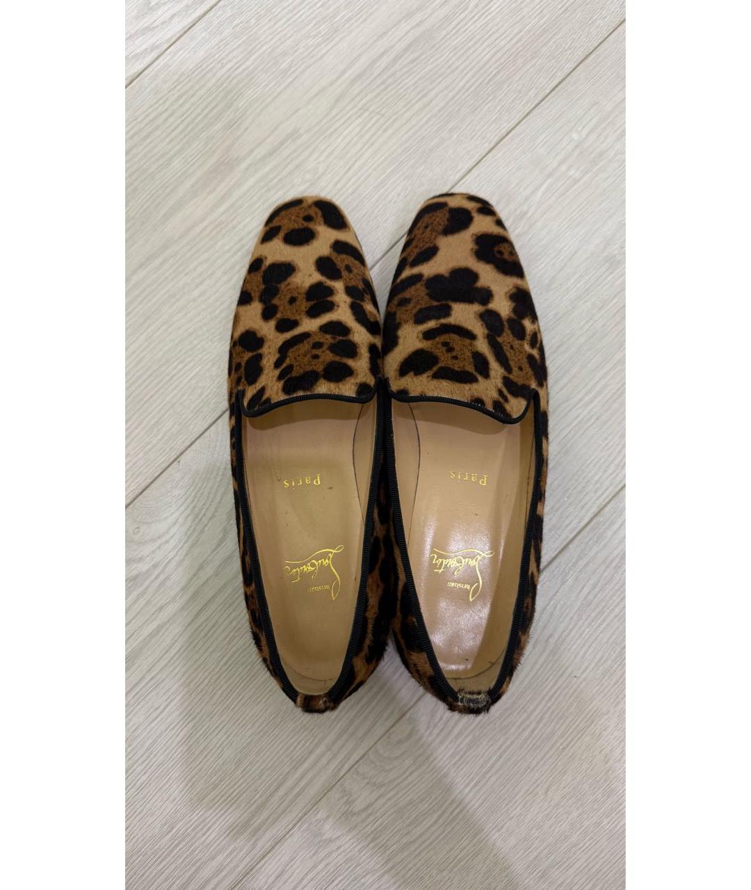 CHRISTIAN LOUBOUTIN Коричневые кожаные лоферы, фото 4