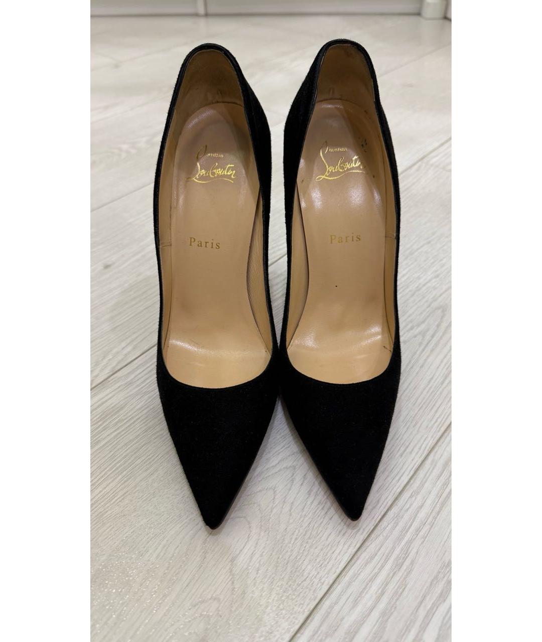 CHRISTIAN LOUBOUTIN Черные замшевые туфли, фото 2