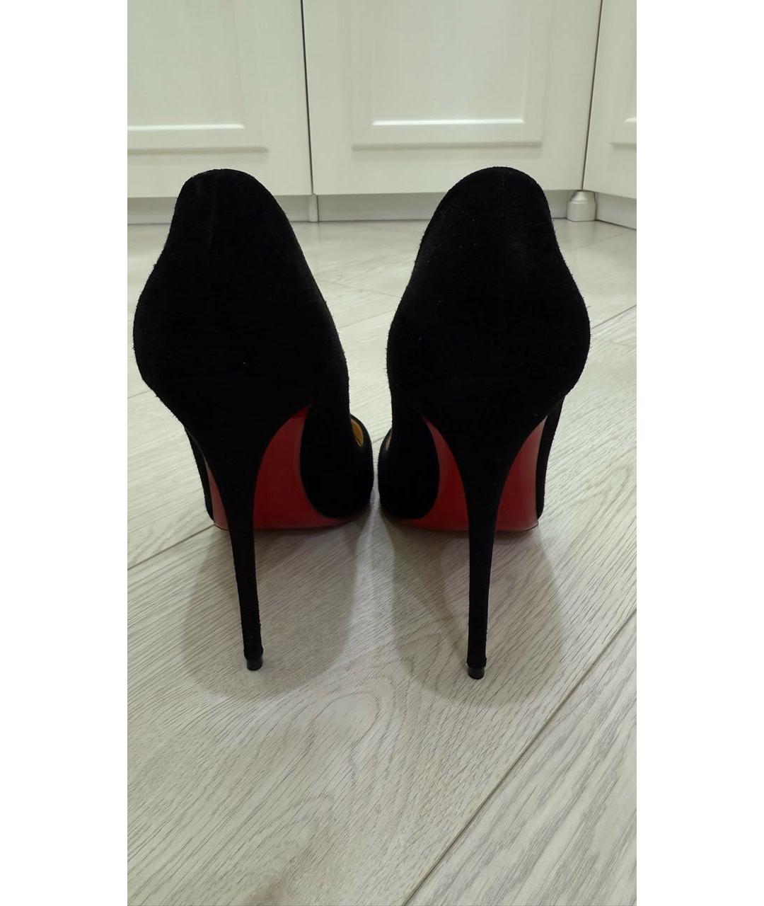 CHRISTIAN LOUBOUTIN Черные замшевые туфли, фото 4