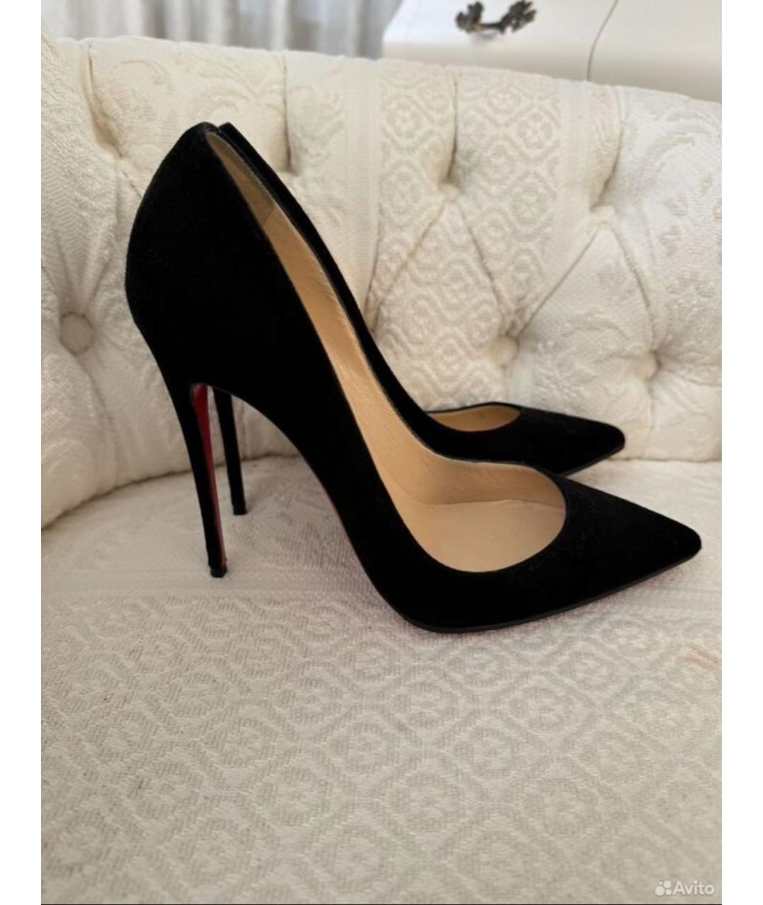 CHRISTIAN LOUBOUTIN Черные замшевые туфли, фото 5