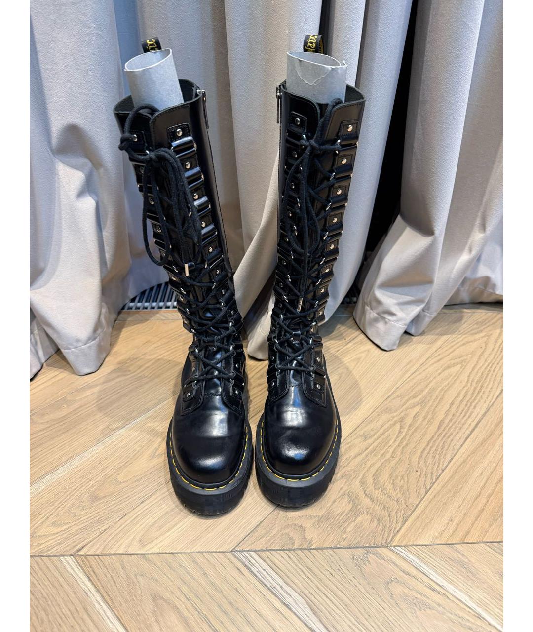 DR. MARTENS Черные кожаные сапоги, фото 2