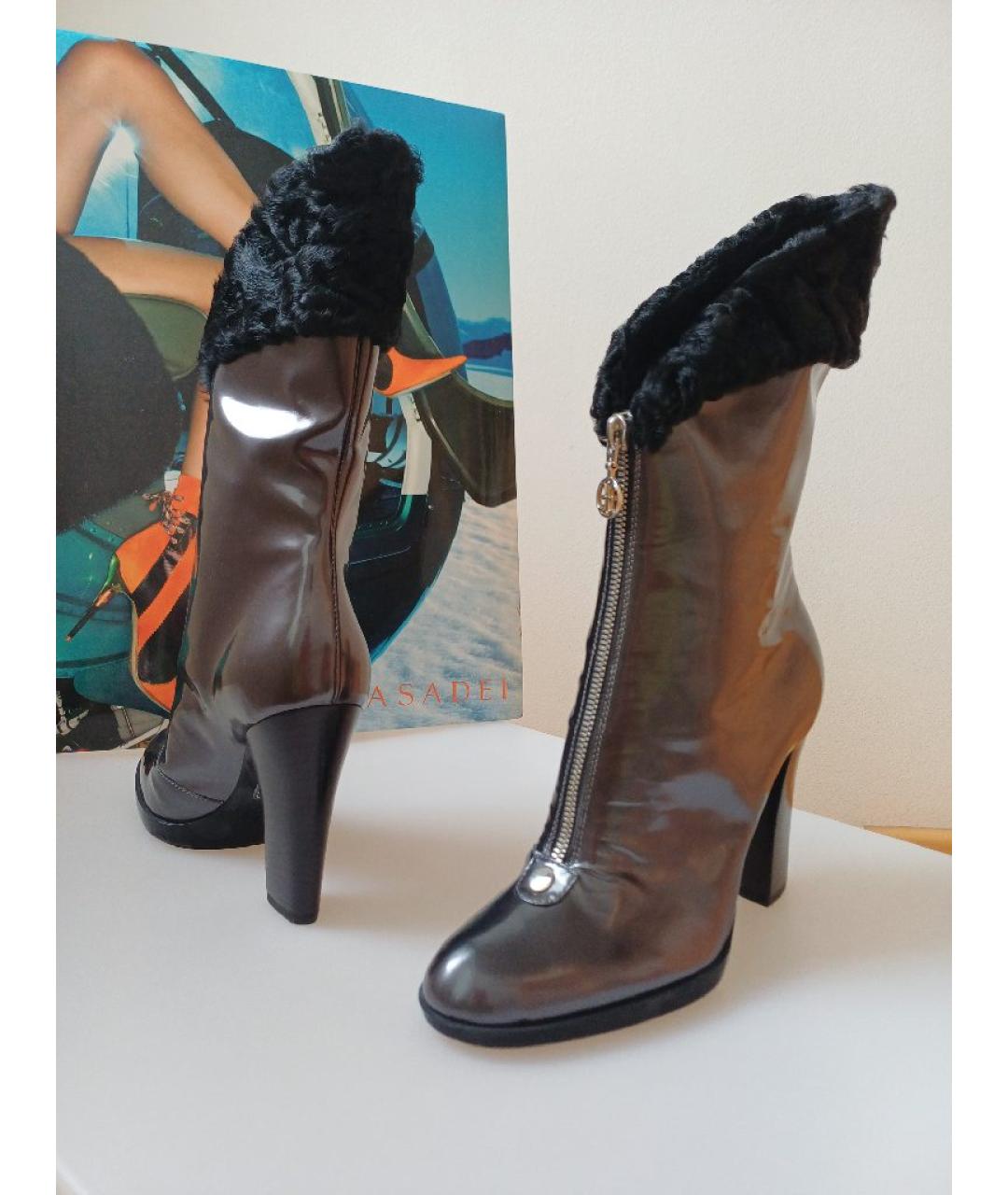 CASADEI Серые кожаные ботинки, фото 4