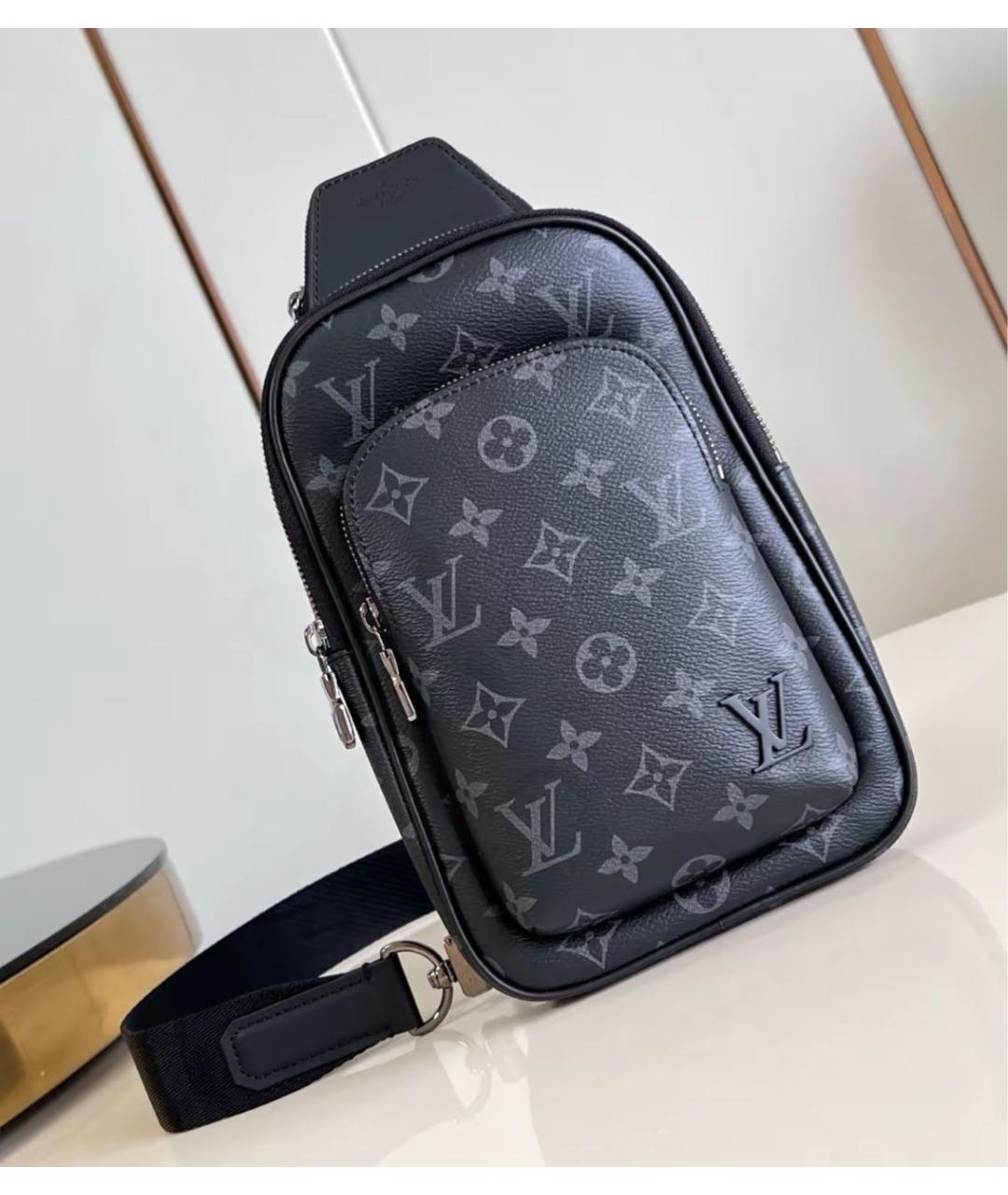 LOUIS VUITTON Черная кожаная сумка на плечо, фото 2