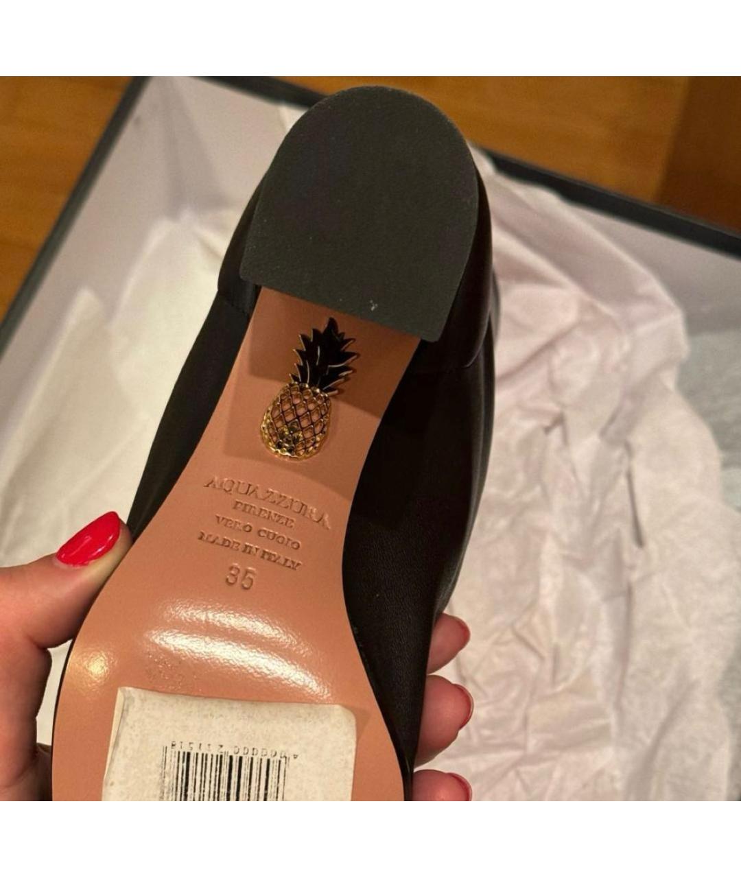 AQUAZZURA Черные кожаные ботильоны, фото 4