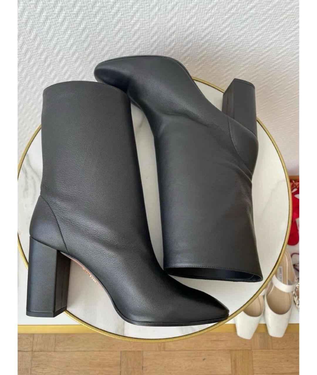 AQUAZZURA Черные кожаные ботильоны, фото 3