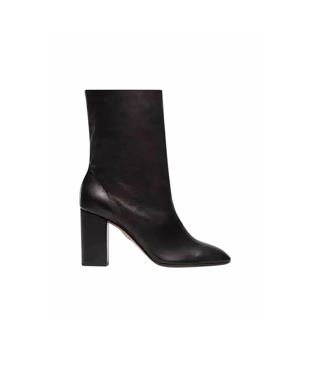 AQUAZZURA Черные кожаные ботильоны, фото 1