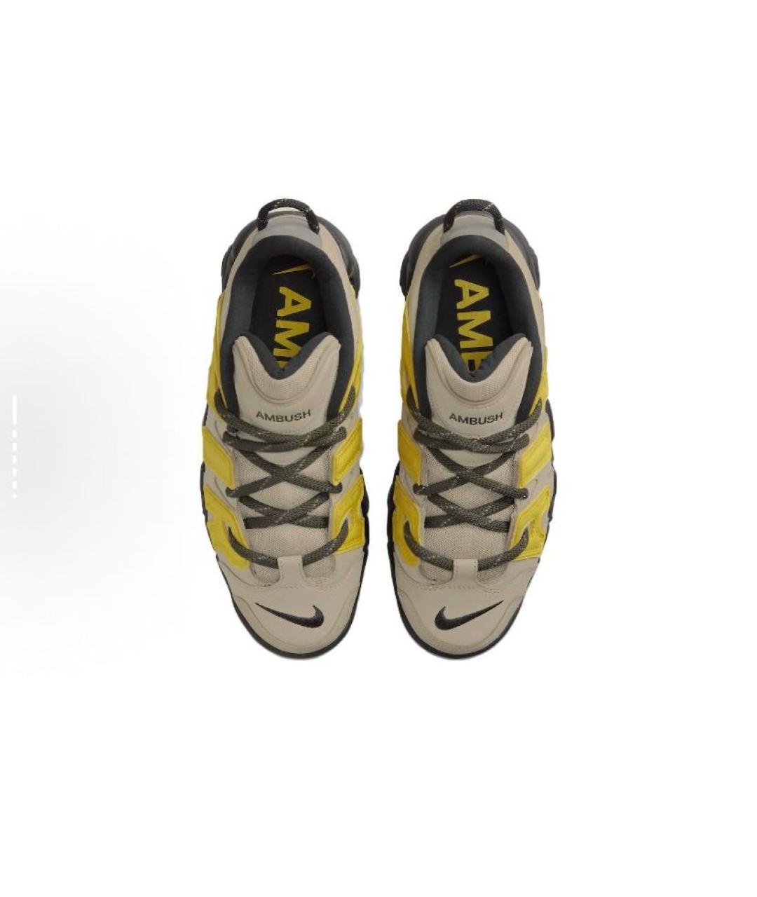 NIKE Бежевые кожаные низкие кроссовки / кеды, фото 4