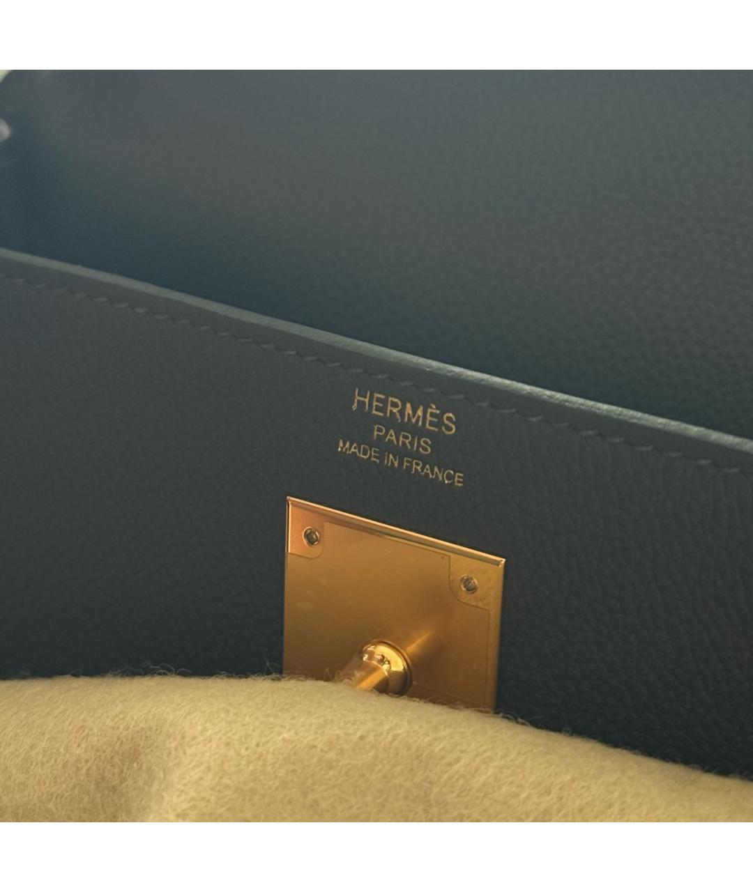 HERMES Коричневая кожаная сумка с короткими ручками, фото 6