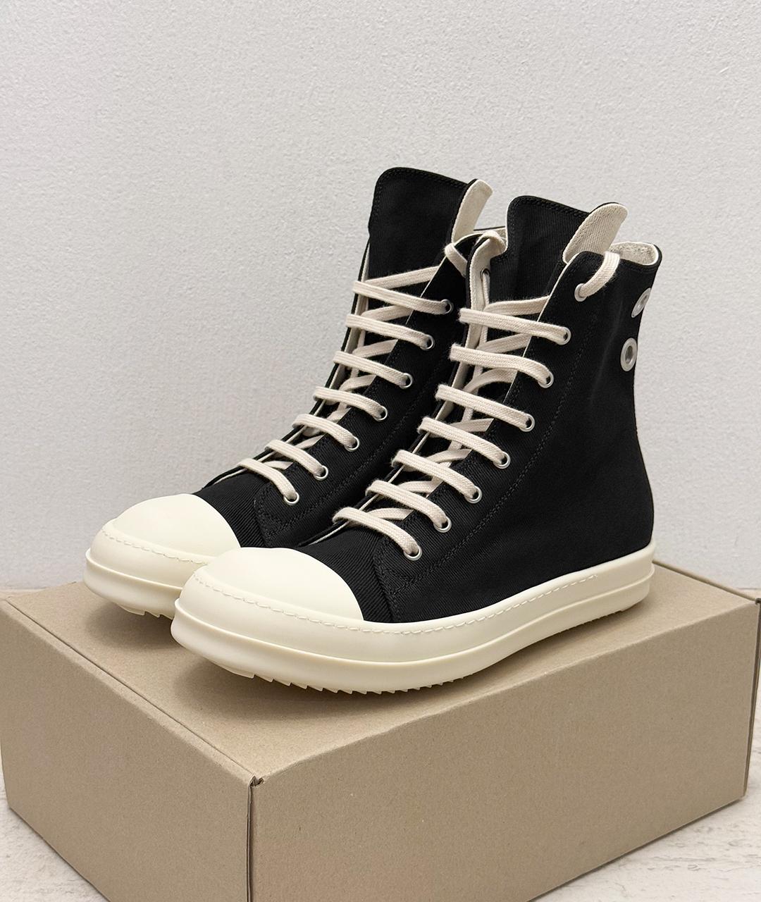 RICK OWENS Черные высокие кроссовки / кеды, фото 2