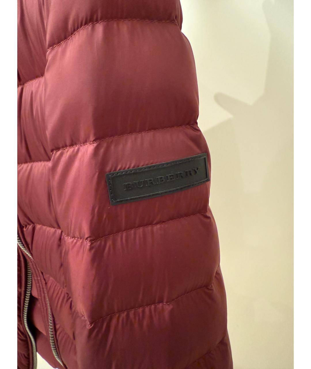 BURBERRY Бордовый полиэстеровый пуховик, фото 3