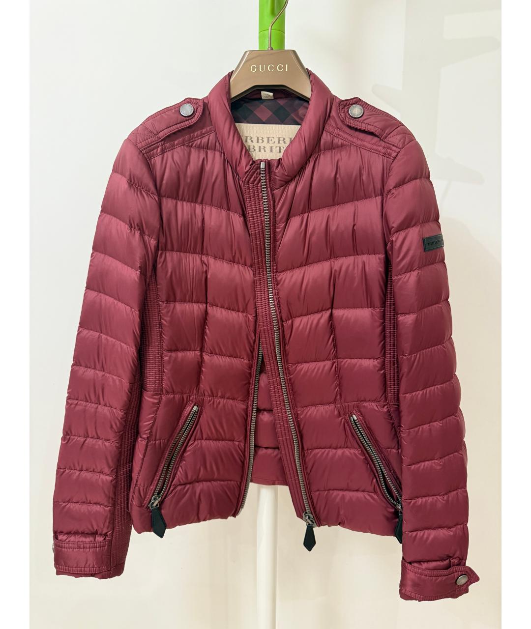 BURBERRY Бордовый полиэстеровый пуховик, фото 4
