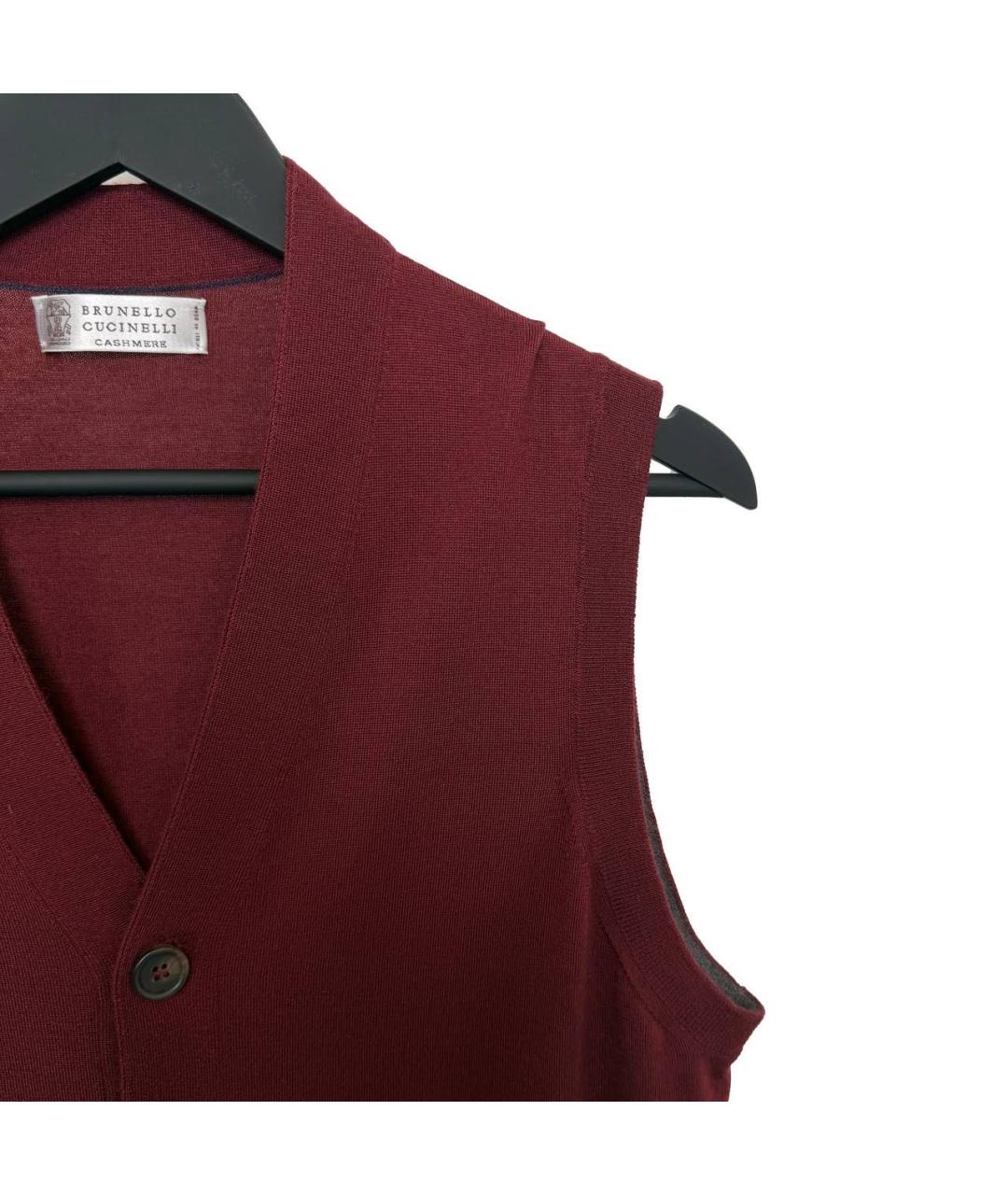 BRUNELLO CUCINELLI Бордовая кашемировая жилетка, фото 2