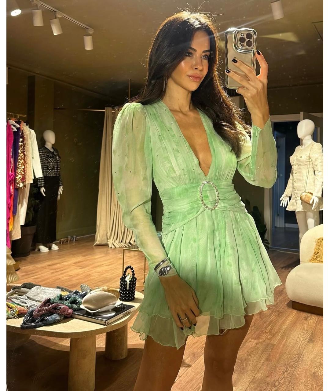 ALESSANDRA RICH Зеленые коктейльное платье, фото 6