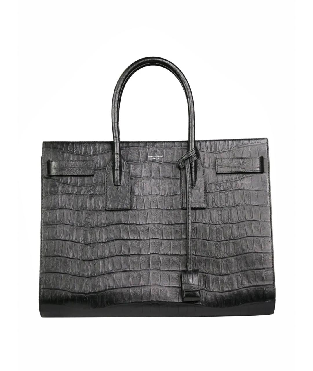 SAINT LAURENT Черная кожаная сумка с короткими ручками, фото 1