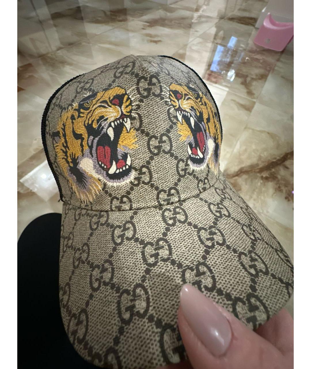 GUCCI Бежевая хлопковая кепка, фото 4