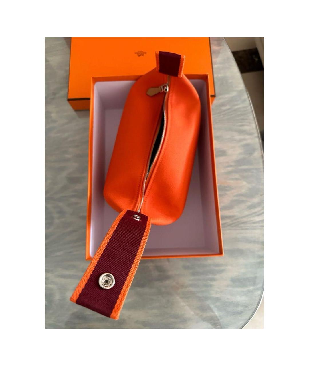HERMES Оранжевая косметичка, фото 4