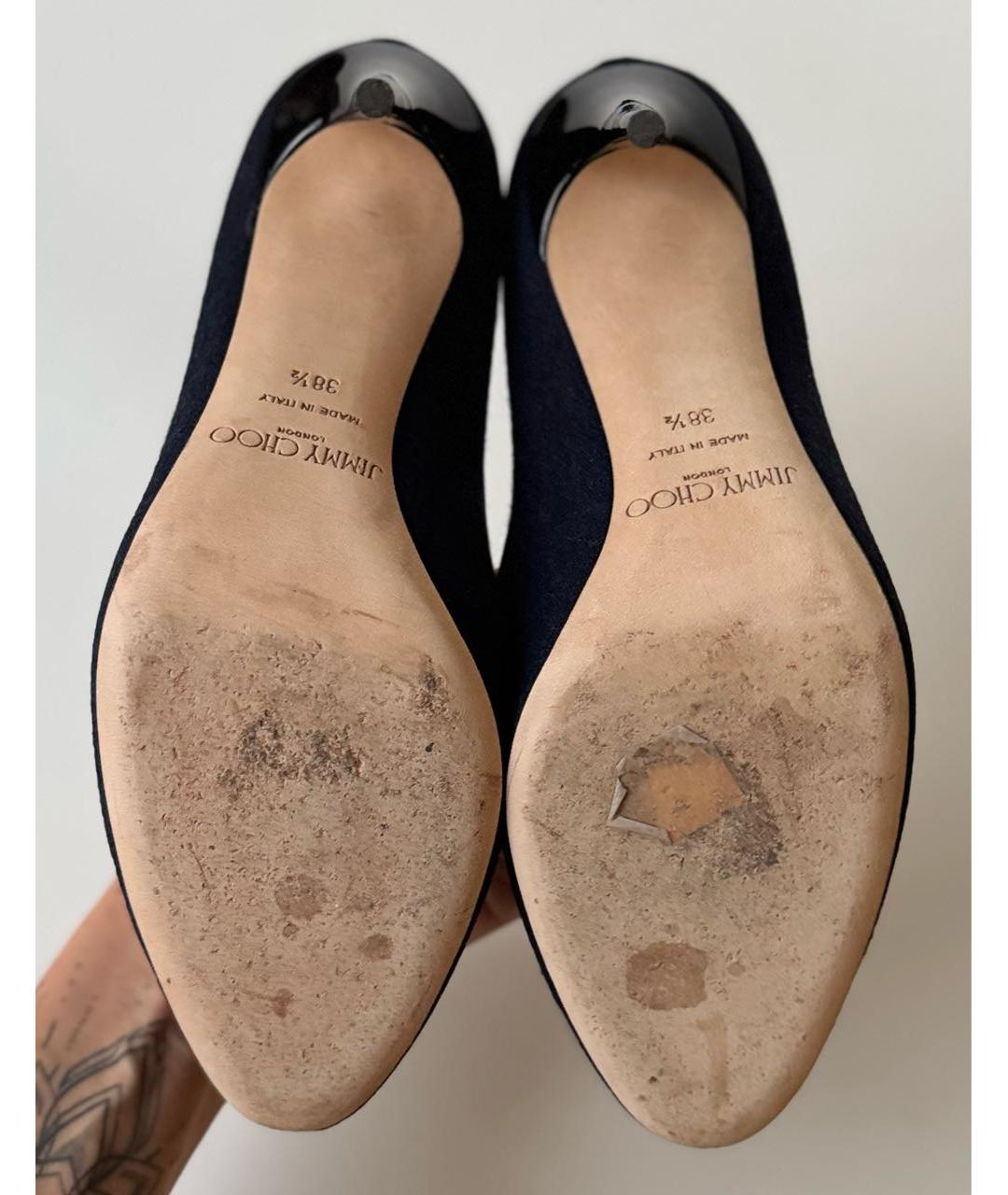 JIMMY CHOO Темно-синие текстильные туфли, фото 5