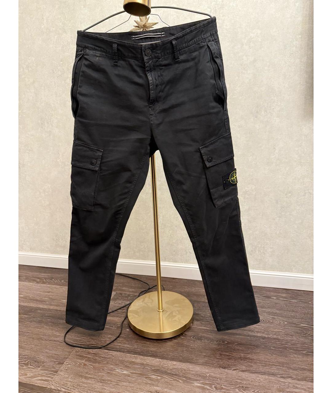 STONE ISLAND Черные хлопковые повседневные брюки, фото 2