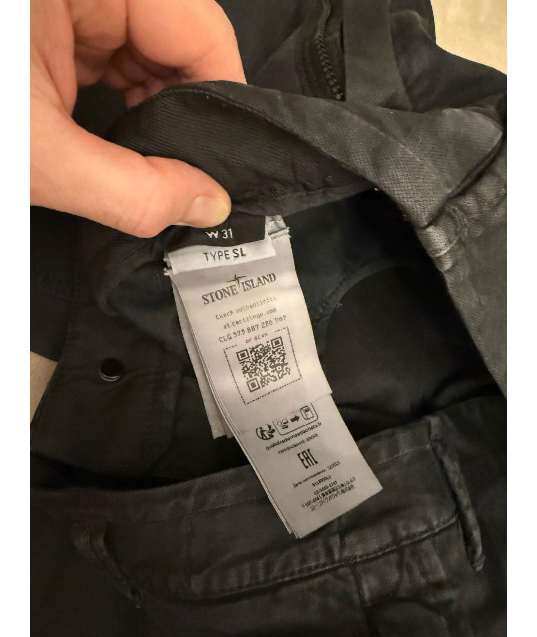 STONE ISLAND Черные хлопковые повседневные брюки, фото 7