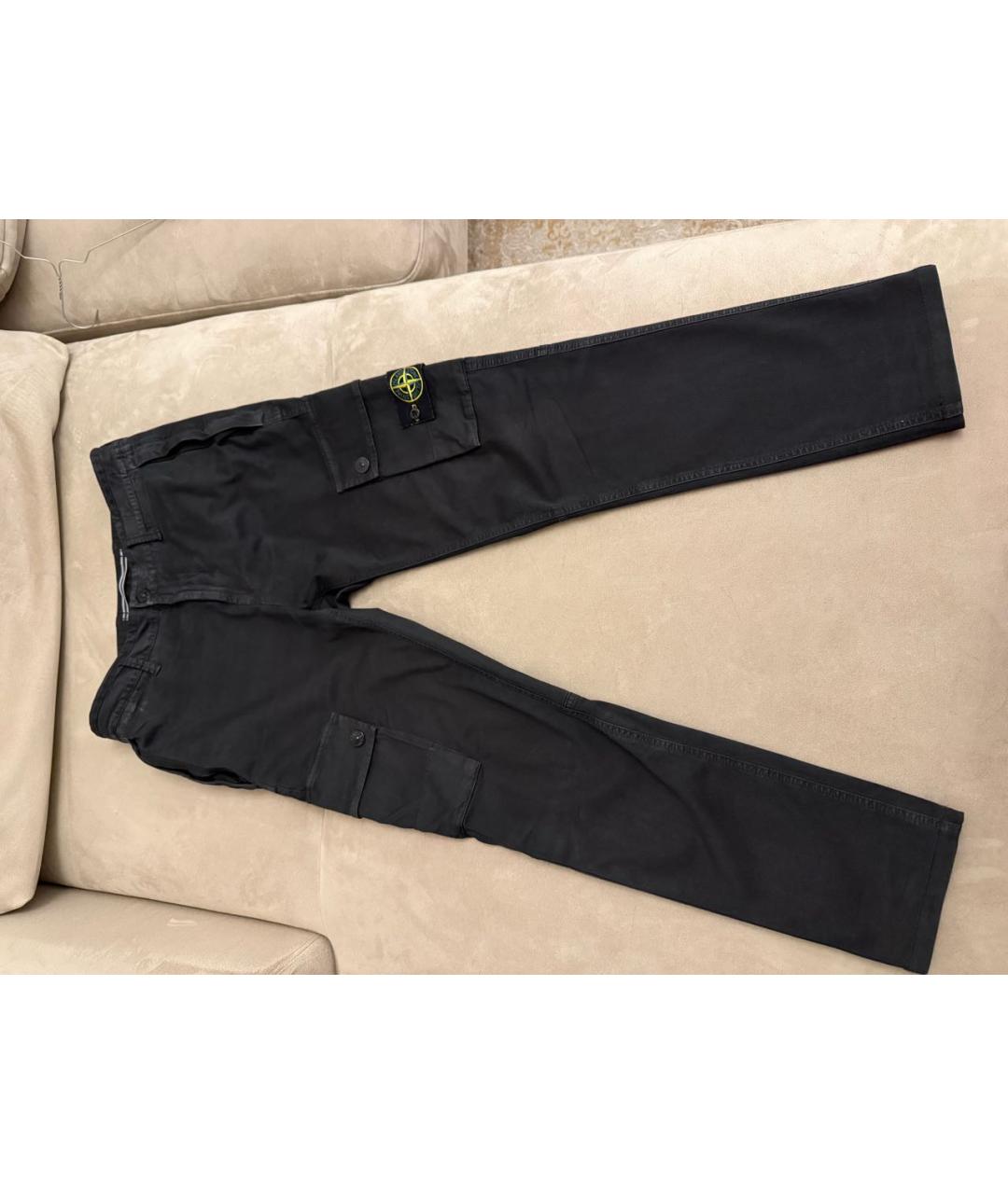 STONE ISLAND Черные хлопковые повседневные брюки, фото 8