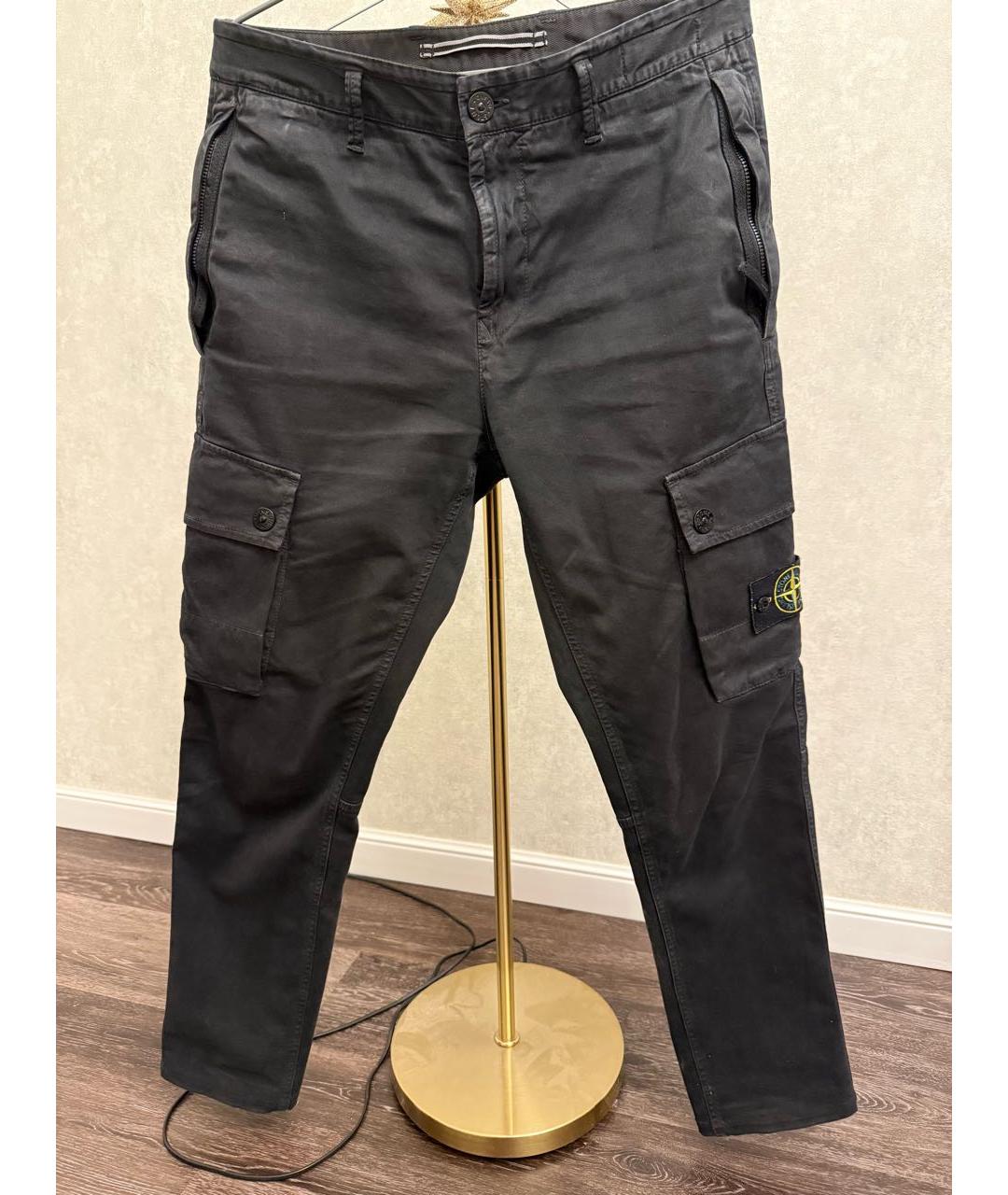 STONE ISLAND Черные хлопковые повседневные брюки, фото 9