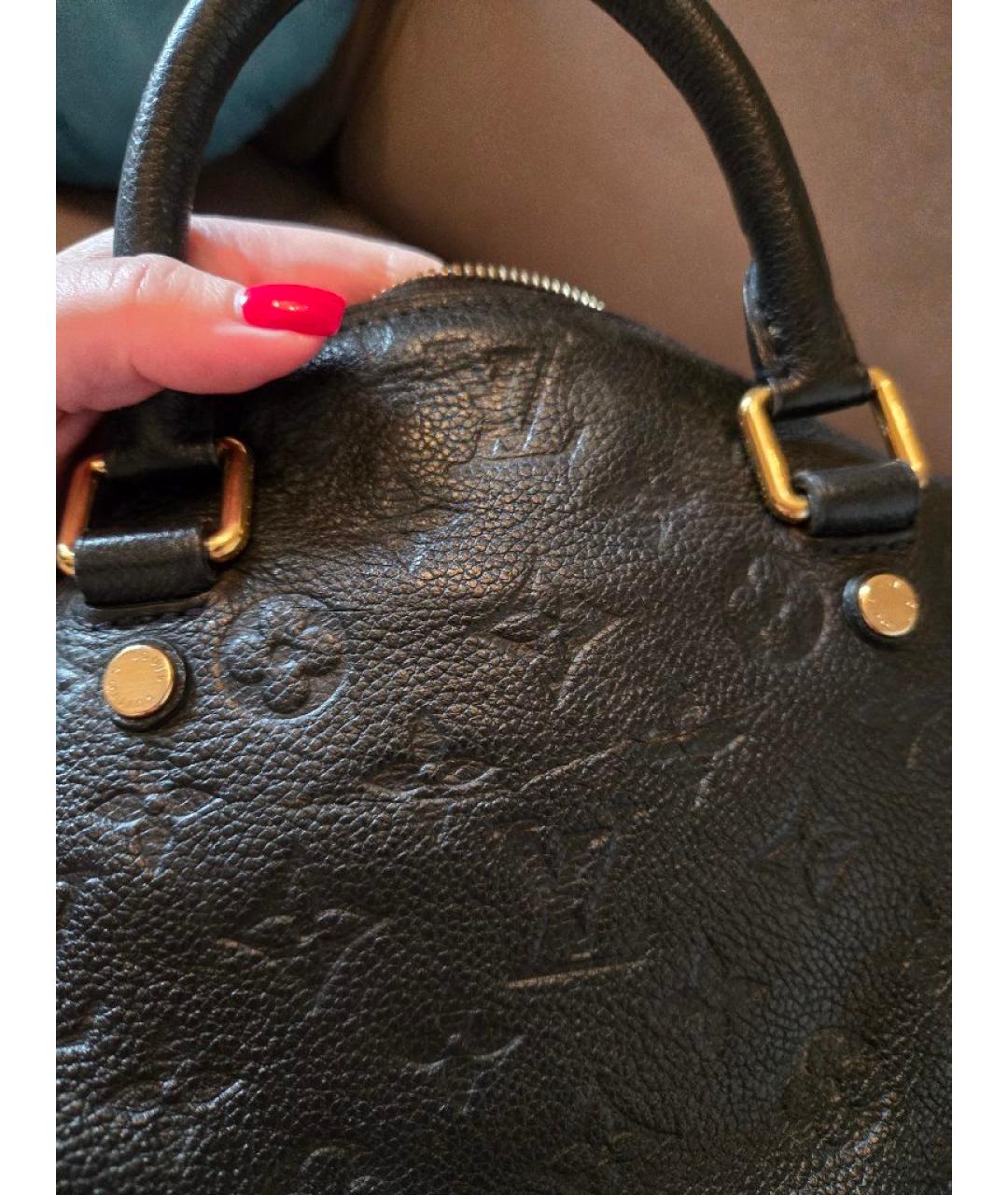 LOUIS VUITTON Темно-синяя кожаная сумка с короткими ручками, фото 5