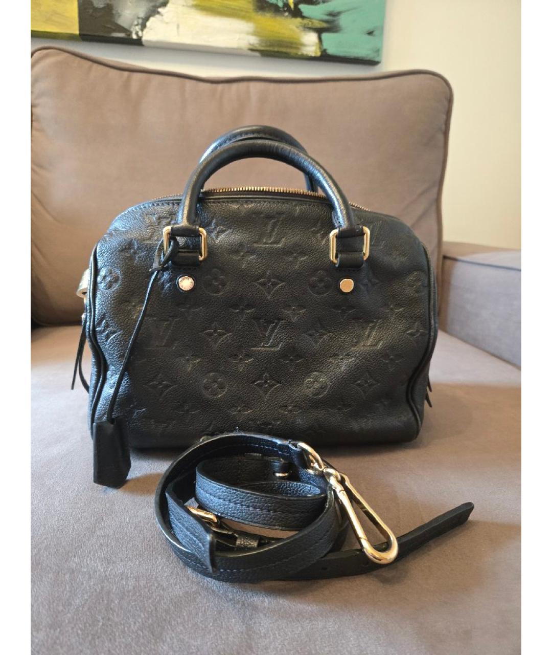 LOUIS VUITTON Темно-синяя кожаная сумка с короткими ручками, фото 10