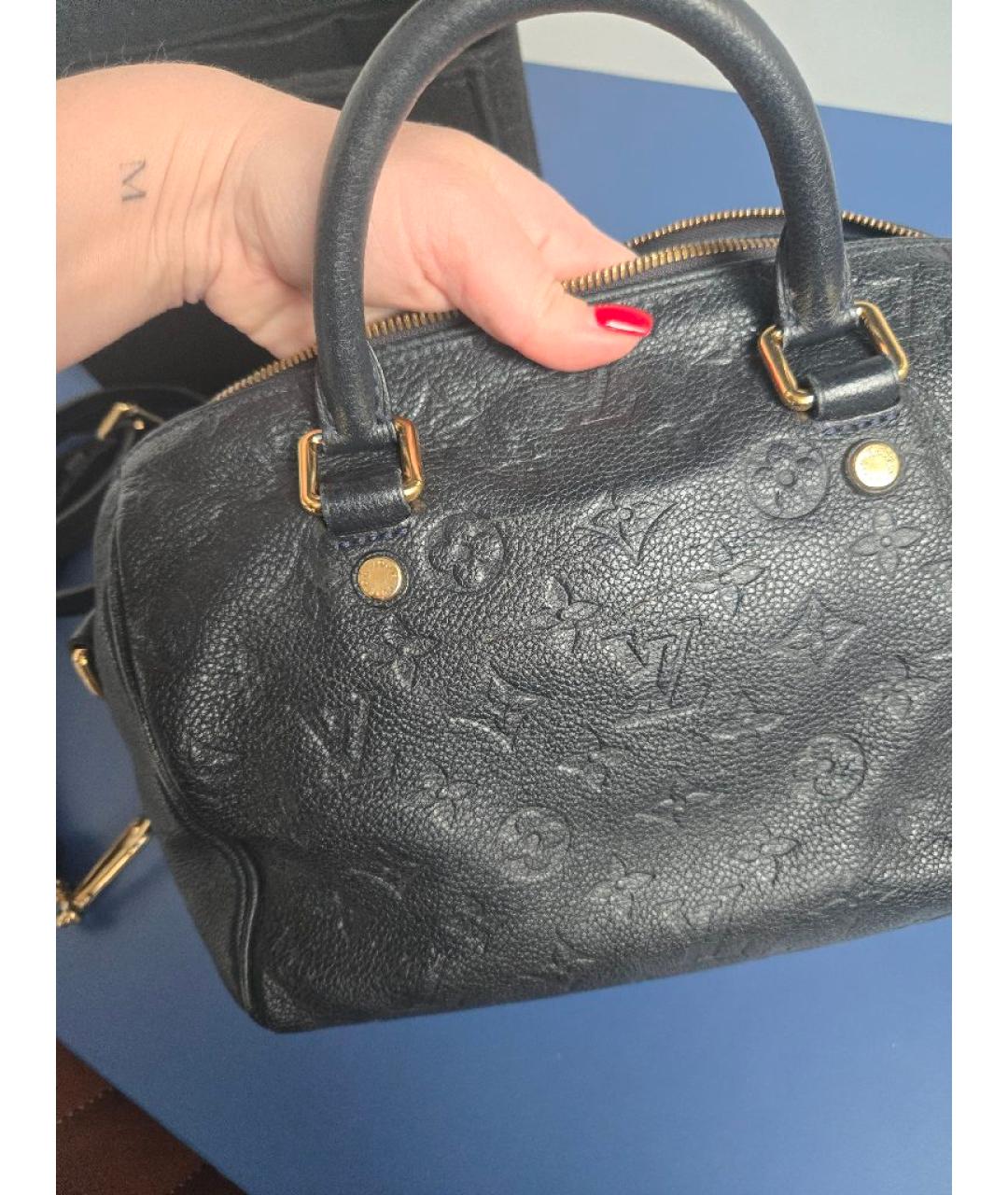 LOUIS VUITTON Темно-синяя кожаная сумка с короткими ручками, фото 7