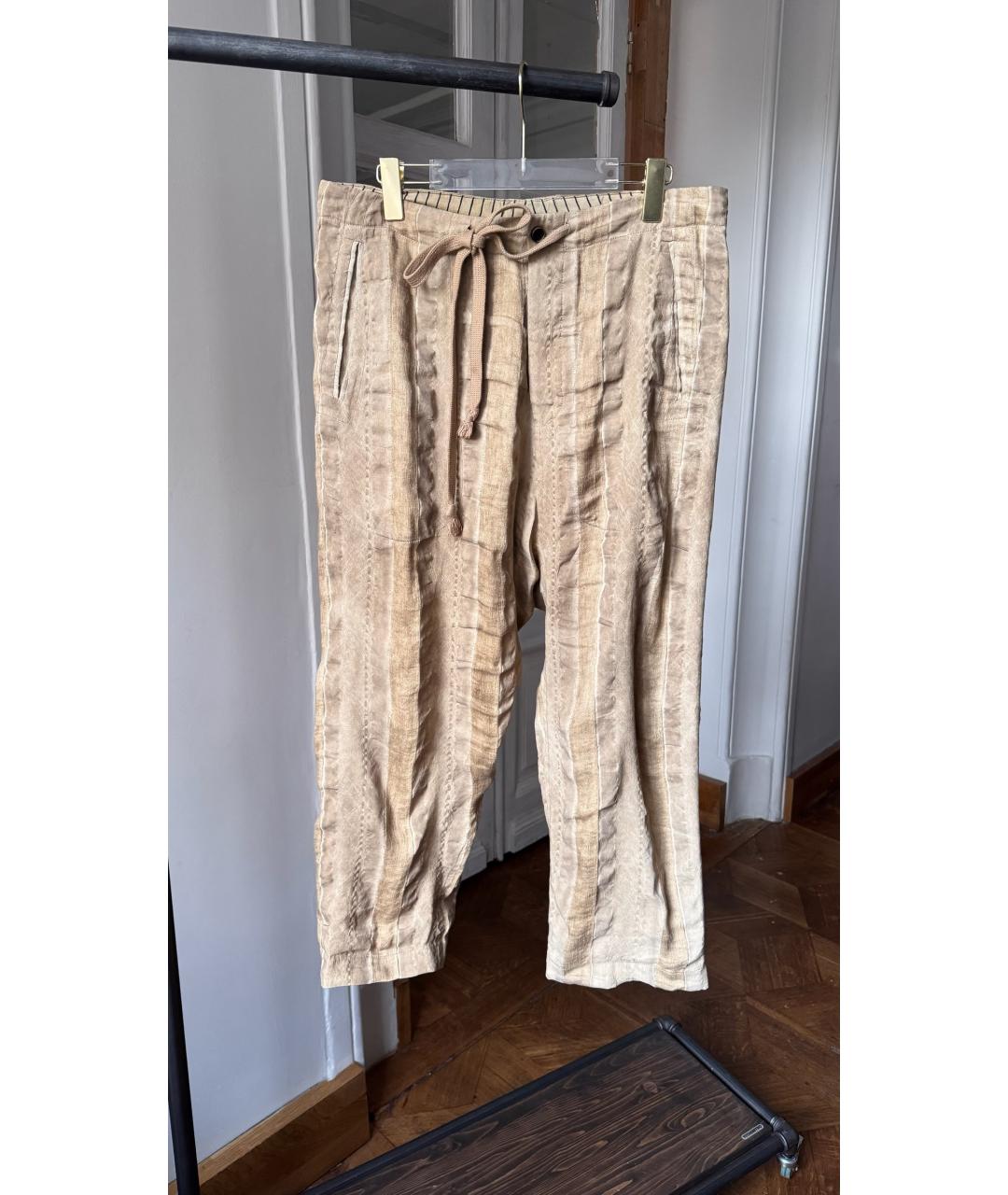 UMA WANG Коричневые льняные бриджи, фото 6