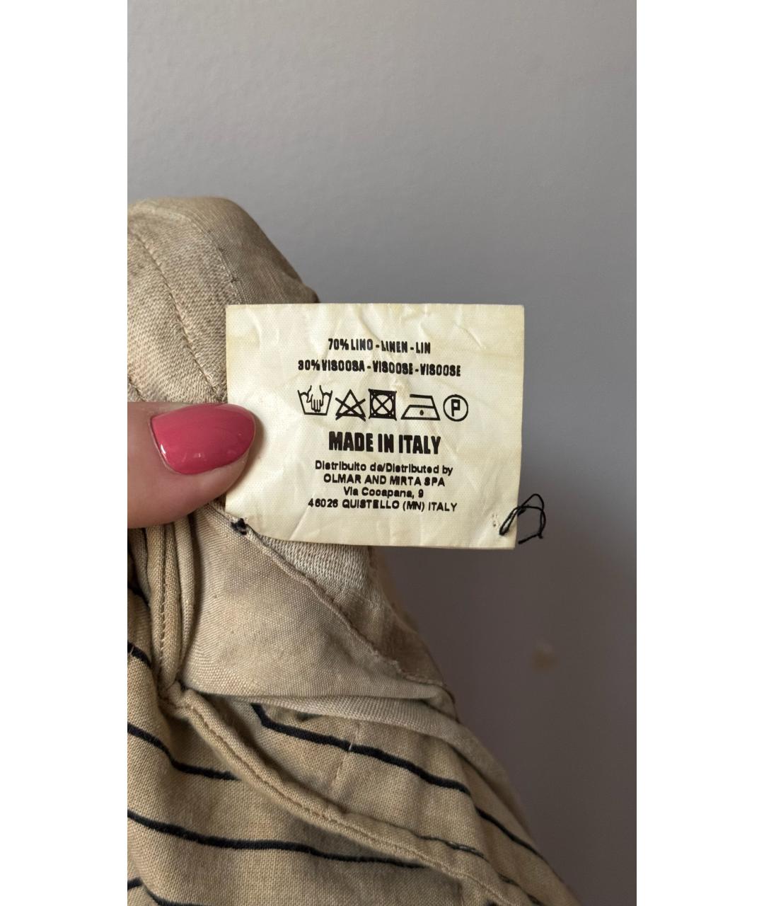 UMA WANG Коричневые льняные бриджи, фото 5