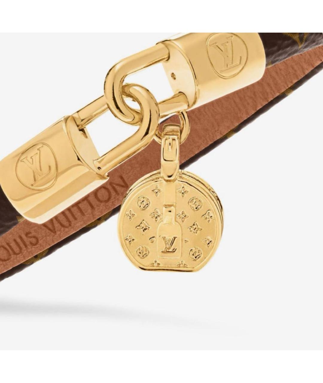 LOUIS VUITTON Коричневый кожаный браслет, фото 2